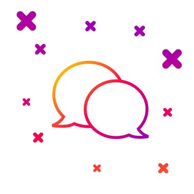 Renkli konuşma balonu sohbet simgesi beyaz arkaplanda izole edildi. İleti simgesi. İletişim ya da yorum sohbet sembolü. Kademeli rastgele dinamik şekiller. Vektör İllüstrasyonu