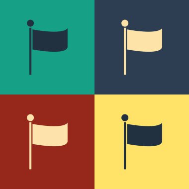 Renk arkaplanında Renk Bayrağı simgesi izole edildi. Yer belirleyici sembol. Klasik tarzda çizim. Vektör İllüstrasyonu