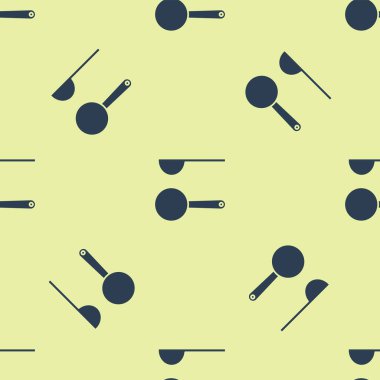 Mavi Ölçme Kaşık ikonu sarı arka planda izole edilmiş pürüzsüz desen. Vektör İllüstrasyonu