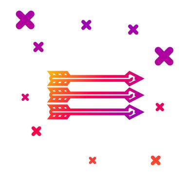 Beyaz arkaplanda renk çizgisi Hippi ok simgesi izole edildi. Kademeli rastgele dinamik şekiller. Vektör İllüstrasyonu