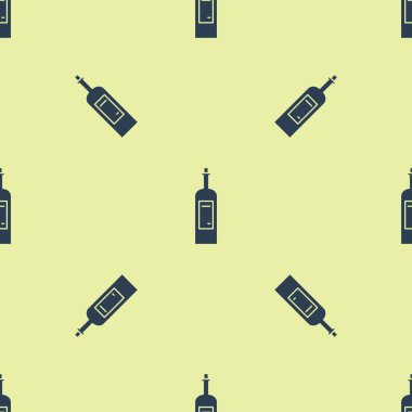 Mavi şarap ikonu, sarı arka planda izole edilmiş, pürüzsüz bir kalıp. Vektör İllüstrasyonu