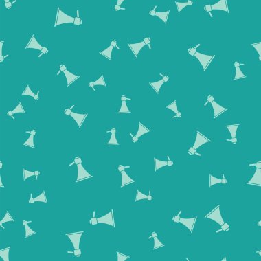 Yeşil megafon simgesi yeşil arkaplanda izole edilmiş pürüzsüz desen. Sözcü işareti. Vektör İllüstrasyonu