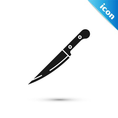 Siyah Bıçak simgesi beyaz arkaplanda izole edildi. Çatal bıçak sembolü. Vektör İllüstrasyonu
