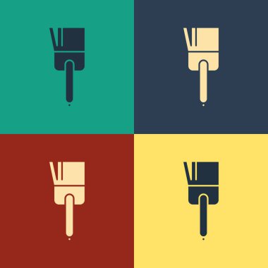 Renkli mutfak fırçası ikonu renk arkaplanında izole edildi. Klasik tarzda çizim. Vektör İllüstrasyonu