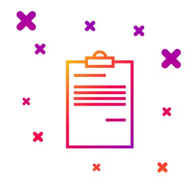 Renk çizgisi Belge simgesi beyaz arkaplanda izole edildi. Dosya simgesi. Kontrol listesi simgesi. İş konsepti. Kademeli rastgele dinamik şekiller. Vektör İllüstrasyonu