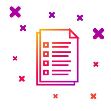 Renk çizgisi dosya simgesi beyaz arkaplanda izole edildi. Kontrol listesi simgesi. İş konsepti. Kademeli rastgele dinamik şekiller. Vektör İllüstrasyonu