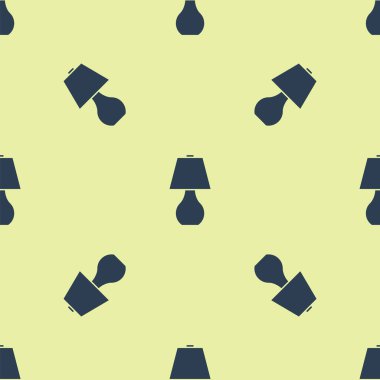 Mavi masa lambası ikonu sarı arkaplanda izole edilmiş pürüzsüz desen. Vektör İllüstrasyonu