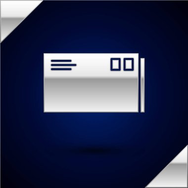 Koyu mavi arka planda yalıtılmış Gümüş Zarf simgesi. E-posta ileti mektubu simgesi. Vektör İllüstrasyonu