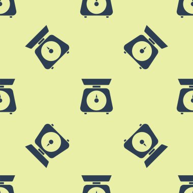 Mavi Pullu simge sarı arkaplanda izole edilmiş pürüzsüz desen. Ağırlık ölçüm aletleri. Vektör İllüstrasyonu