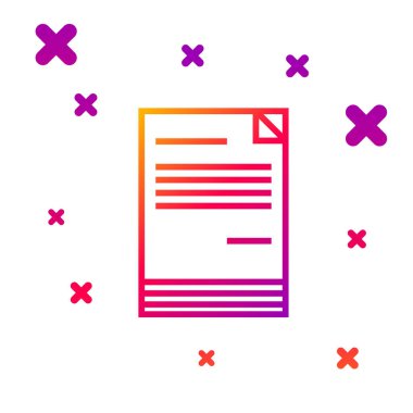 Renk çizgisi Belge simgesi beyaz arkaplanda izole edildi. Dosya simgesi. Kontrol listesi simgesi. İş konsepti. Kademeli rastgele dinamik şekiller. Vektör İllüstrasyonu