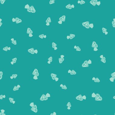 Yeşil Elmas, yeşil arka planda izole edilmiş simge. Mücevher sigortası konsepti. Güvenlik, güvenlik, koruma, konsept koruma. Vektör İllüstrasyonu