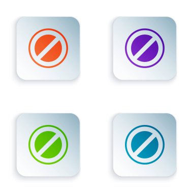 Beyaz arkaplanda Renk Durağı simgesi izole edildi. Trafik yönetmeliklerine göre dur işareti. Renkli kare düğmelere simgeleri yerleştir. Vektör İllüstrasyonu