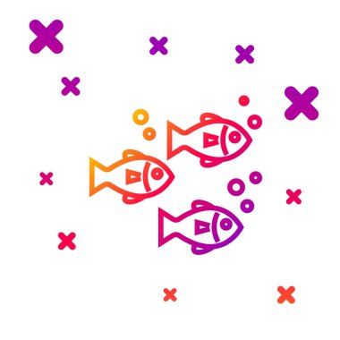 Renk çizgisi Balık simgesi beyaz arkaplanda izole edildi. Kademeli rastgele dinamik şekiller. Vektör İllüstrasyonu