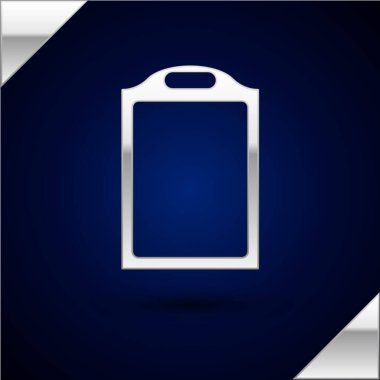 Silver Cutting board icon isolated on dark blue background. Chopping Board symbol. Vector Illustration