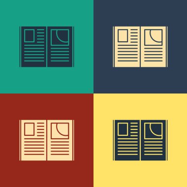 Renk arkaplanında Renk Açık kitap simgesi izole edildi. Klasik tarzda çizim. Vektör İllüstrasyonu