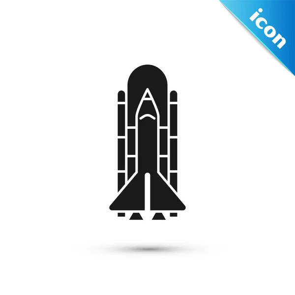 Black Space shuttle and rockets icon isolated on white background. Vector Illustration — Stock Vector