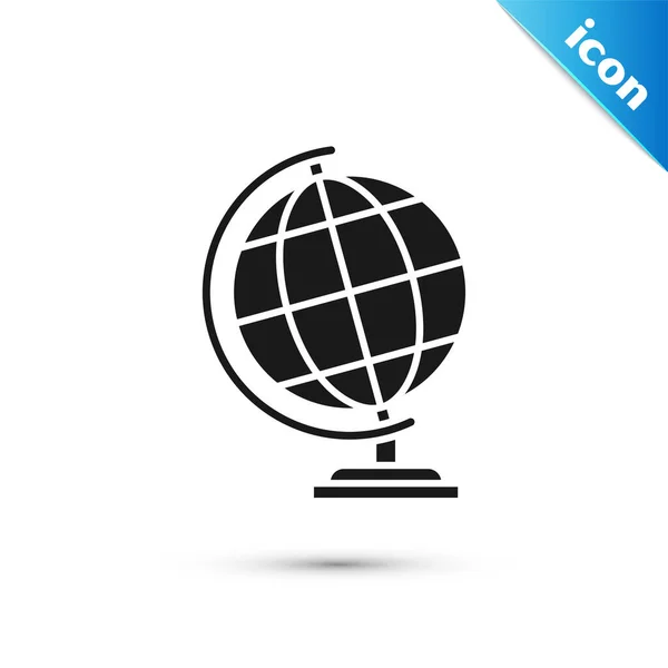 Icona nera del globo terrestre isolata su sfondo bianco. Illustrazione vettoriale — Vettoriale Stock