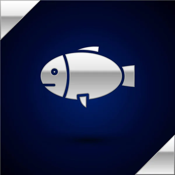 Silver Fish icône isolée sur fond bleu foncé. Illustration vectorielle — Image vectorielle