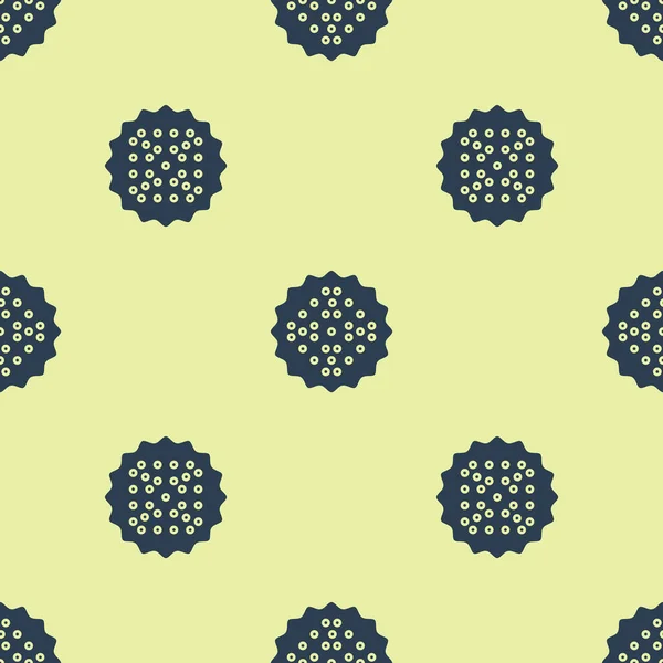 Blaues Cracker-Keks-Symbol isoliert nahtlose Muster auf gelbem Hintergrund. Süße Plätzchen. Vektorillustration — Stockvektor