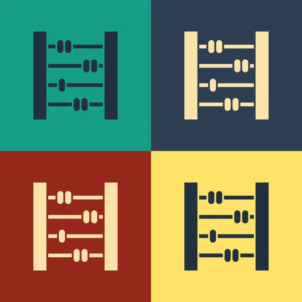 Icona Color Abacus isolata su sfondo a colori. Struttura di conteggio tradizionale. Segno educativo. Scuola di matematica. Disegno in stile vintage. Illustrazione vettoriale — Vettoriale Stock