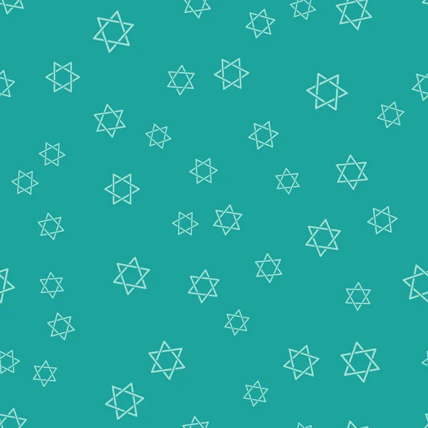 Green Star of David icon isolated seamless pattern on green background. Jewish religion symbol. Symbol of Israel. Vector Illustration — 스톡 벡터