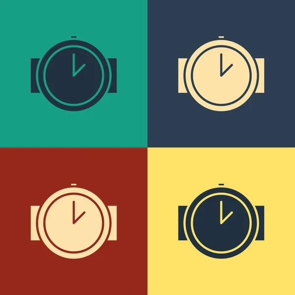 Color Diving horloge pictogram geïsoleerd op kleur achtergrond. Duiken onder water apparatuur. Vintage stijl tekening. Vector Illustratie — Stockvector