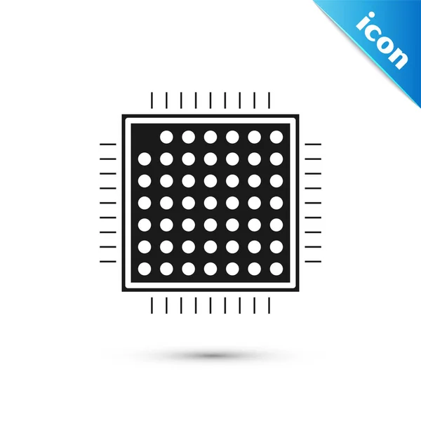 Czarna ikona procesora na białym tle. CPU, jednostka centralna, mikroukład, mikroukład, procesor komputerowy, chip. Ilustracja wektorowa — Wektor stockowy