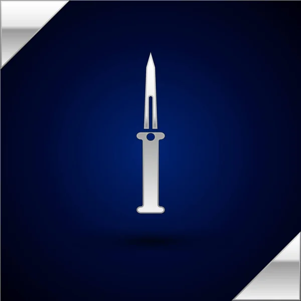 Silver Knife icon isolated on dark blue background. Army knife. Vector Illustration — Stock Vector