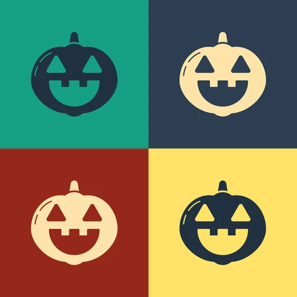 Barva dýně ikona izolované na barevném pozadí. Šťastný Halloweenský večírek. Klasická kresba. Vektorová ilustrace — Stockový vektor