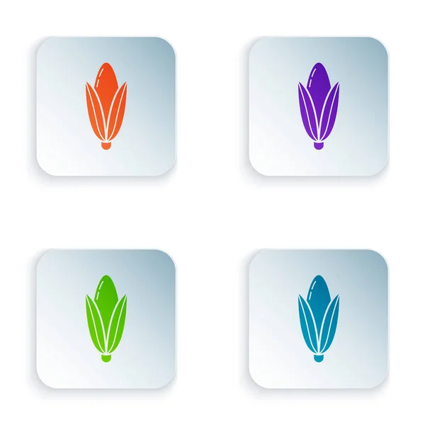 Color Icono de maíz aislado sobre fondo blanco. Establecer iconos en botones cuadrados de colores. Ilustración vectorial — Archivo Imágenes Vectoriales