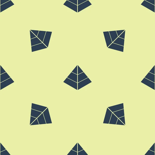 Blå Egypten pyramider ikon isolerade sömlösa mönster på gul bakgrund. Symbol för det antika Egypten. Vektor Illustration — Stock vektor
