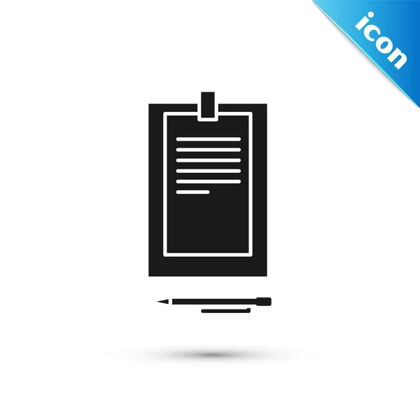 Zwart Klembord met documentpictogram geïsoleerd op witte achtergrond. Vector illustratie — Stockvector