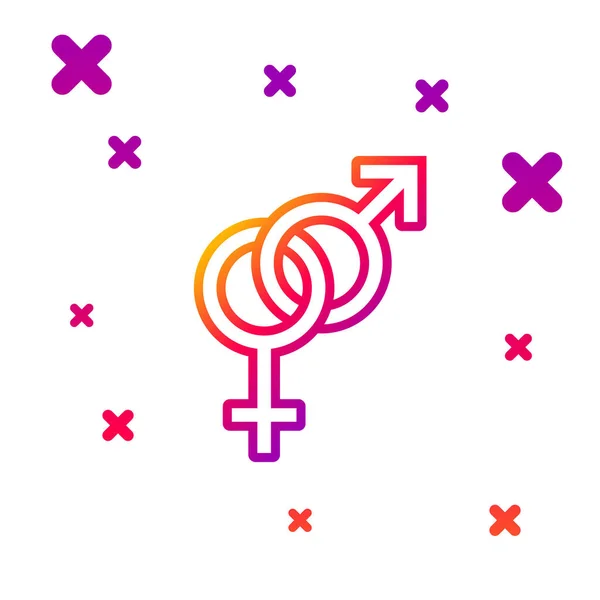 Farblinie Gender-Symbol isoliert auf weißem Hintergrund. Symbole von Männern und Frauen. Sexsymbol. Gradienten zufällige dynamische Formen. Vektorillustration — Stockvektor