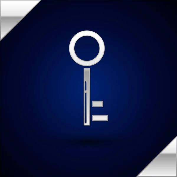 Silver Key icon isolated on dark blue background. Vector Illustration — Stock Vector