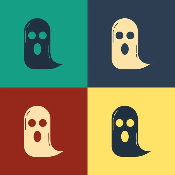 Color Ghost icon isolated on color background. Happy Halloween party. Vintage style drawing. Vector Illustration — Stock Vector