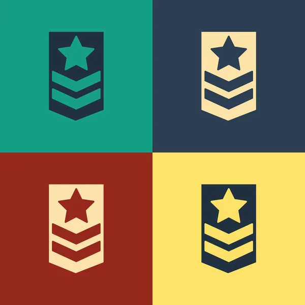 Kleur Chevron pictogram geïsoleerd op kleur achtergrond. Militaire badge teken. Vintage stijl tekening. Vector Illustratie — Stockvector