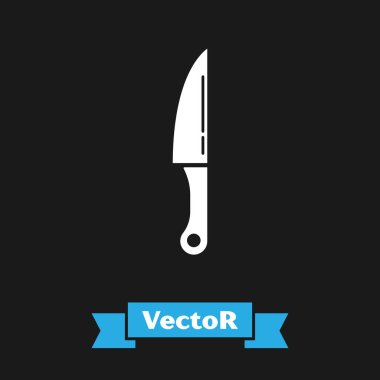 Siyah arka planda izole beyaz bıçak simgesi. Çatal bıçak sembolü. Vektör Illustration