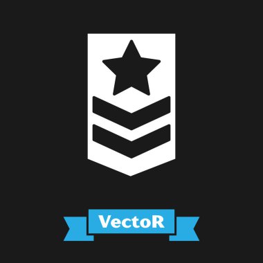 Siyah arkaplanda beyaz sembol izole edildi. Askeri rozet işareti. Vektör İllüstrasyonu