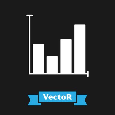 Siyah arkaplanda beyaz pasta grafiği ikonu izole edildi. Diyagram çizelgesi. Vektör İllüstrasyonu