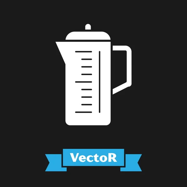 Ícone de bule branco isolado no fundo preto. Ilustração vetorial — Vetor de Stock