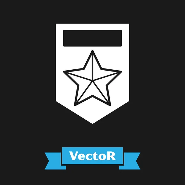 Wit Chevron icoon geïsoleerd op zwarte achtergrond. Militaire badge teken. Vector Illustratie — Stockvector