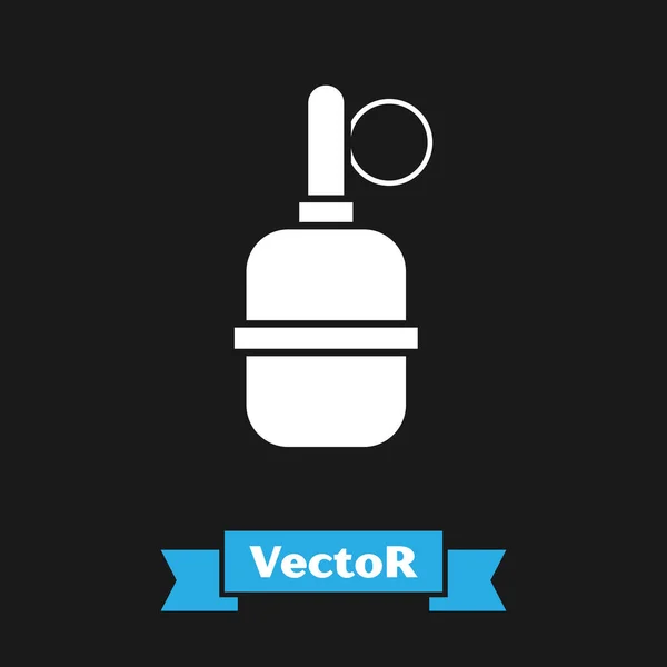 Icône Grenade blanche isolée sur fond noir. Explosion de bombe. Illustration vectorielle — Image vectorielle