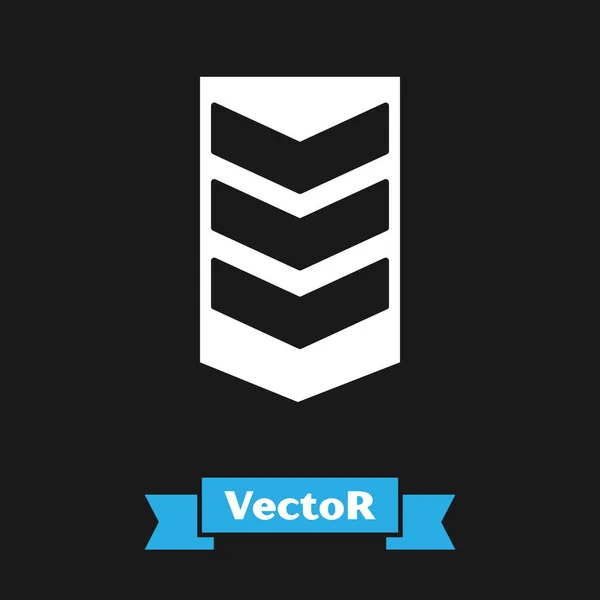 Weißes militärisches Rangsymbol isoliert auf schwarzem Hintergrund. Militärabzeichen. Vektorillustration — Stockvektor