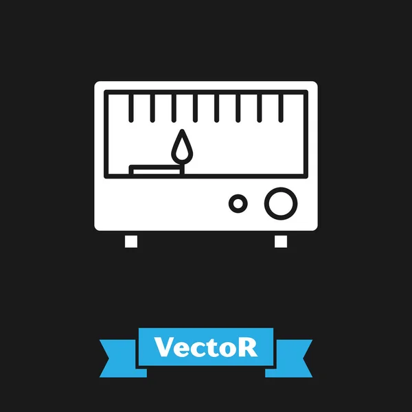 White Electrical measuring instruments icon isolated on black background. Analog devices. Electrical appliances. Vector Illustration — Stock Vector