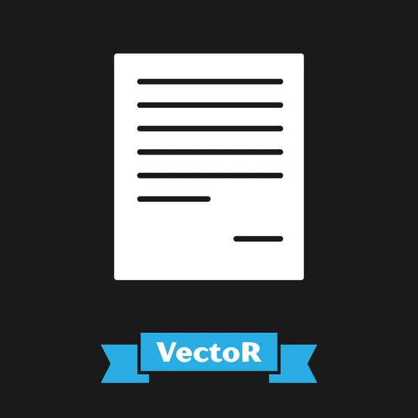 Weißes Dokument-Symbol auf schwarzem Hintergrund. -Dateisymbol. Checklisten-Symbol. Geschäftskonzept. Vektorillustration — Stockvektor