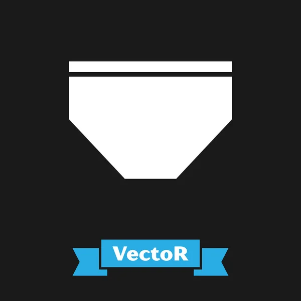 Icono de bañador blanco aislado sobre fondo negro. Ilustración vectorial — Vector de stock