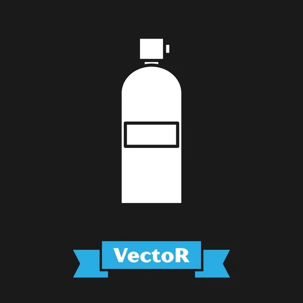 Hvitt vannlevende ikon isolert på svart bakgrunn. Oksygentank til dykker. Dykkerutstyr. Ekstrem sport. Dykking under vann. Vektorbelysning – stockvektor