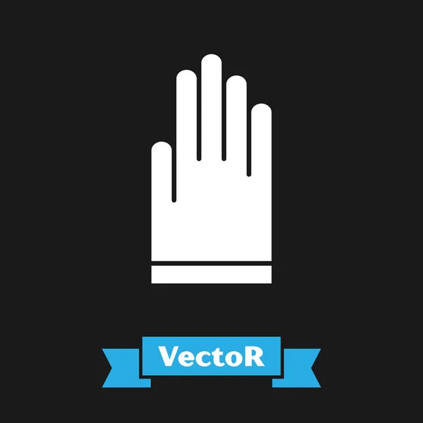 Weiße Handschuhe Symbol isoliert auf schwarzem Hintergrund. Extremsport. Tauchausrüstung. Vektorillustration — Stockvektor