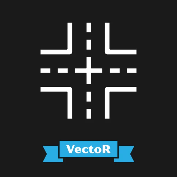 Placa de trânsito da White Road. Ícone de Signpost isolado no fundo preto. Símbolo do ponteiro. Sinal de informação de rua isolado. Sinal de direcção. Ilustração vetorial — Vetor de Stock