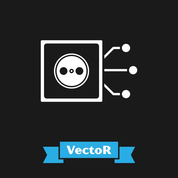 Icono blanco de la casa inteligente aislado sobre fondo negro. Control remoto. Ilustración vectorial — Vector de stock